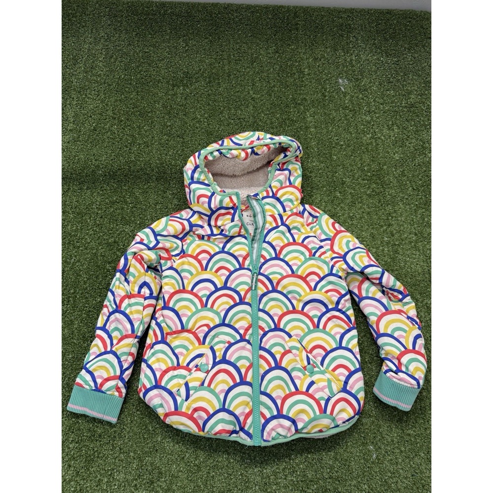Mini Boden Girls  Rainbow Arches Fleece Lined Puffer Jacket Coat Hooded 7-8Y